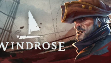 Promotional art for the game Windrose featuring a weathered pirate in a tricorn hat against a nautical map background.