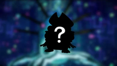 A silhouette of a mysterious character wearing a pirate hat and marked with a white question mark, set against a glowing, magical forest background.